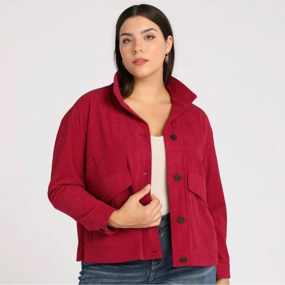 Avec Les Filles Jackets & Blazers - Avec Les Filles Red Corduroy Jacket